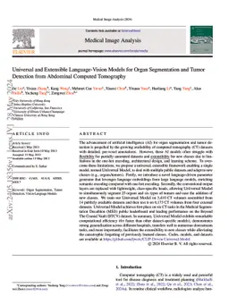 Universal and Extensible Language-Vision Models for Organ Segmentation
  and Tumor Detection from Abdominal Computed Tomography