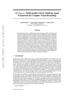 MMCTAgent: Multi-modal Critical Thinking Agent Framework for Complex
  Visual Reasoning