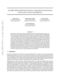LLaMA-NAS: Efficient Neural Architecture Search for Large Language
  Models