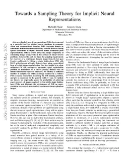 Towards a Sampling Theory for Implicit Neural Representations