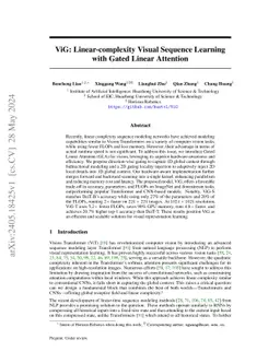 ViG: Linear-complexity Visual Sequence Learning with Gated Linear
  Attention