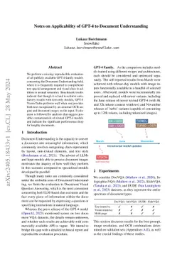 Notes on Applicability of GPT-4 to Document Understanding