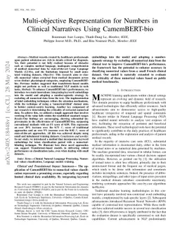 Multi-objective Representation for Numbers in Clinical Narratives: A CamemBERT-Bio-Based Alternative to Large-Scale LLMs