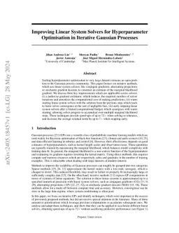 Improving Linear System Solvers for Hyperparameter Optimisation in Iterative Gaussian Processes
