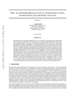Why Algorithms Remain Unjust: Power Structures Surrounding Algorithmic
  Activity