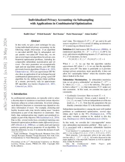 Individualized Privacy Accounting via Subsampling with Applications in
  Combinatorial Optimization