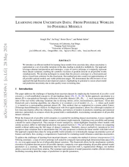 Learning from Uncertain Data: From Possible Worlds to Possible Models