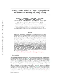 Learning diverse attacks on large language models for robust red-teaming and safety tuning