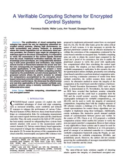 A Verifiable Computing Scheme for Encrypted Control Systems