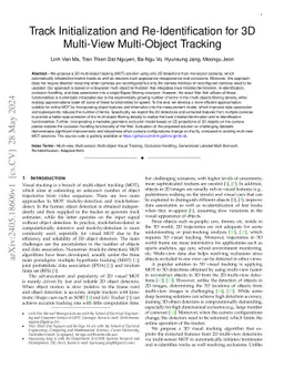 Track Initialization and Re-Identification for~3D Multi-View
  Multi-Object Tracking