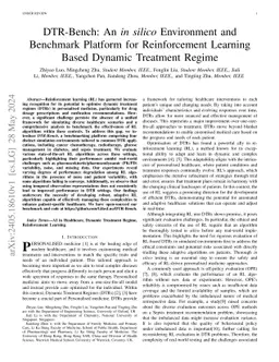 DTR-Bench: An in silico Environment and Benchmark Platform for
  Reinforcement Learning Based Dynamic Treatment Regime