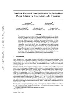 PureGen: Universal Data Purification for Train-Time Poison Defense via
  Generative Model Dynamics
