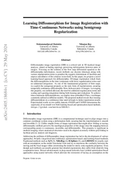 Learning Diffeomorphism for Image Registration with Time-Continuous Networks using Semigroup Regularization