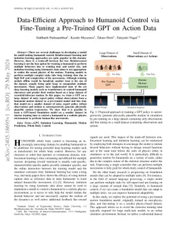 Data-Efficient Approach to Humanoid Control via Fine-Tuning a
  Pre-Trained GPT on Action Data