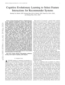 Cognitive Evolutionary Learning to Select Feature Interactions for
  Recommender Systems