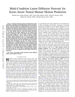 Multi-Condition Latent Diffusion Network for Scene-Aware Neural Human
  Motion Prediction
