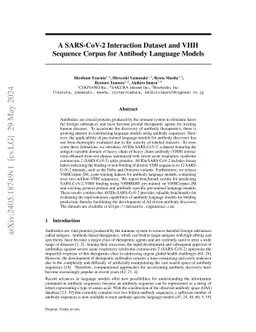 A SARS-CoV-2 Interaction Dataset and VHH Sequence Corpus for Antibody
  Language Models
