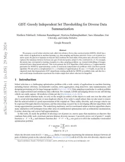 GIST: Greedy Independent Set Thresholding for Max-Min Diversification with Submodular Utility