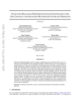 Evolving Reliable Differentiating Constraints for the Chance-constrained
  Maximum Coverage Problem
