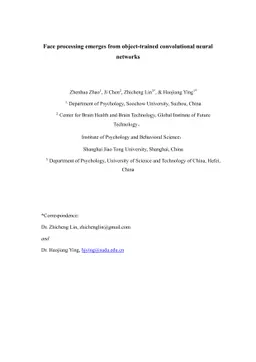 Face processing emerges from object-trained convolutional neural networks