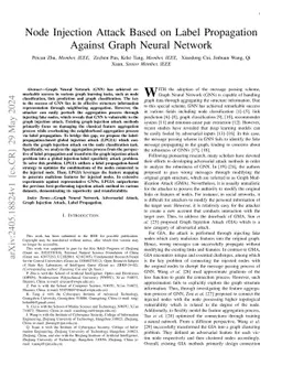 Node Injection Attack Based on Label Propagation Against Graph Neural
  Network