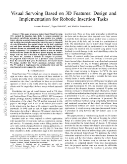 Visual Servoing Based on 3D Features: Design and Implementation for
  Robotic Insertion Tasks