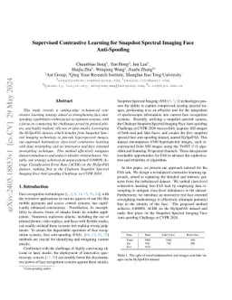 Supervised Contrastive Learning for Snapshot Spectral Imaging Face
  Anti-Spoofing
