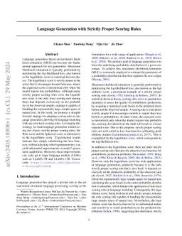 Language Generation with Strictly Proper Scoring Rules