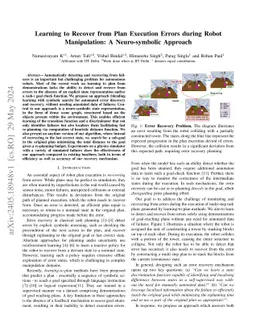 Learning to Recover from Plan Execution Errors during Robot
  Manipulation: A Neuro-symbolic Approach