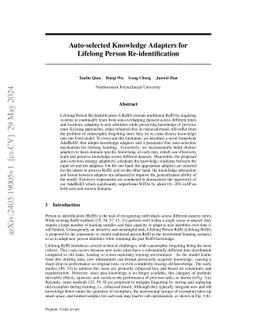 Auto-selected Knowledge Adapters for Lifelong Person Re-identification