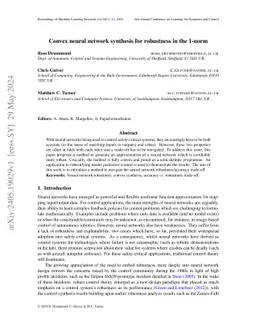 Convex neural network synthesis for robustness in the 1-norm
