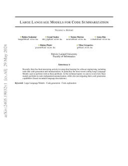 Large Language Models for Code Summarization