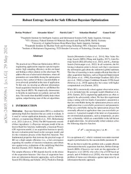 Robust Entropy Search for Safe Efficient Bayesian Optimization