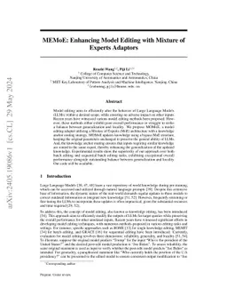 MEMoE: Enhancing Model Editing with Mixture of Experts Adaptors