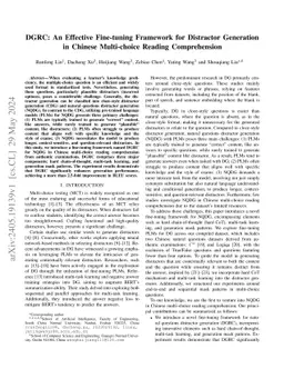 DGRC: An Effective Fine-tuning Framework for Distractor Generation in
  Chinese Multi-choice Reading Comprehension