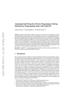 Analyzing Chat Protocols of Novice Programmers Solving Introductory
  Programming Tasks with ChatGPT