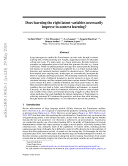 Does learning the right latent variables necessarily improve in-context learning?