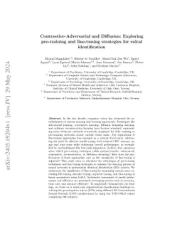 Contrastive-Adversarial and Diffusion: Exploring pre-training and
  fine-tuning strategies for sulcal identification