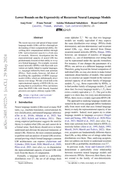 Lower Bounds on the Expressivity of Recurrent Neural Language Models