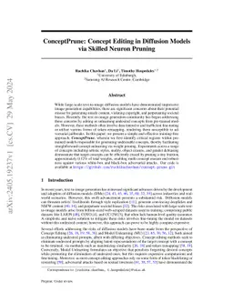 ConceptPrune: Concept Editing in Diffusion Models via Skilled Neuron
  Pruning