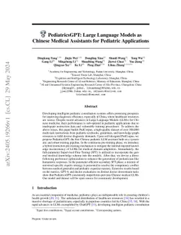 PediatricsGPT: Large Language Models as Chinese Medical Assistants for
  Pediatric Applications