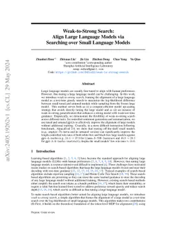 Weak-to-Strong Search: Align Large Language Models via Searching over
  Small Language Models