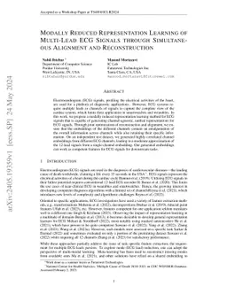 Modally Reduced Representation Learning of Multi-Lead ECG Signals
  through Simultaneous Alignment and Reconstruction