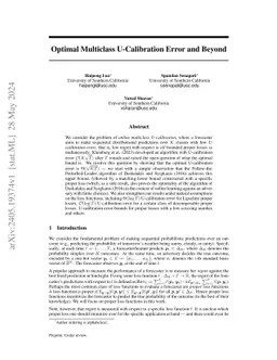 Optimal Multiclass U-Calibration Error and Beyond