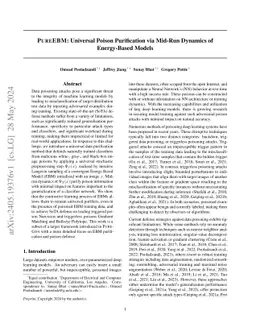PureEBM: Universal Poison Purification via Mid-Run Dynamics of
  Energy-Based Models