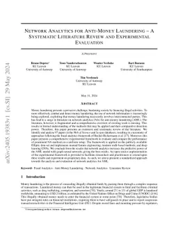 Network Analytics for Anti-Money Laundering -- A Systematic Literature Review and Experimental Evaluation