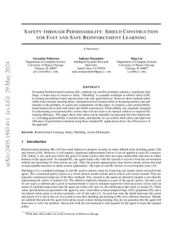 Safety through Permissibility: Shield Construction for Fast and Safe
  Reinforcement Learning
