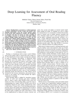Deep Learning for Assessment of Oral Reading Fluency