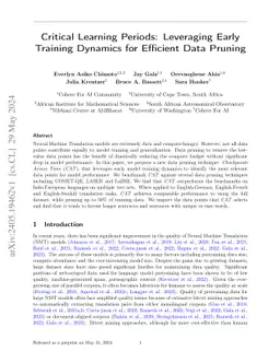 Critical Learning Periods: Leveraging Early Training Dynamics for
  Efficient Data Pruning