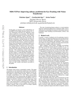 MDS-ViTNet: Improving saliency prediction for Eye-Tracking with Vision
  Transformer